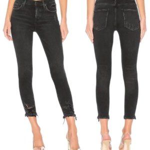 Agolde Sophie High Rise Skinny Crop Temple Washed Black Distressed Jeans REVOLVE
